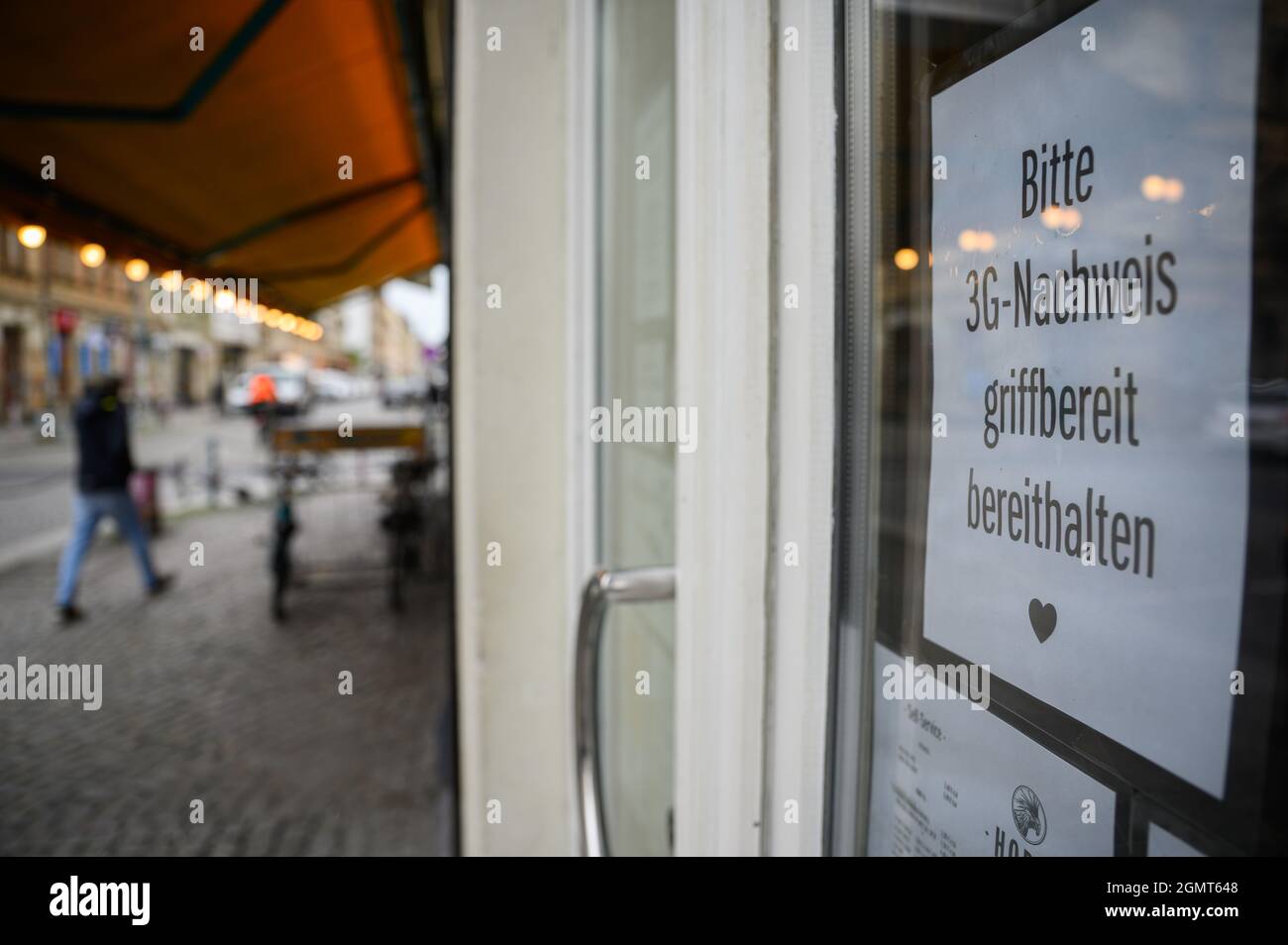 Dresden Germany 20th Sep 2021 Please Have 3g Proof Handy Is Written On A Note At A Bar In Dresden S Neustadt Saxony S State Government Plans To Pass A New Corona Ordinance On