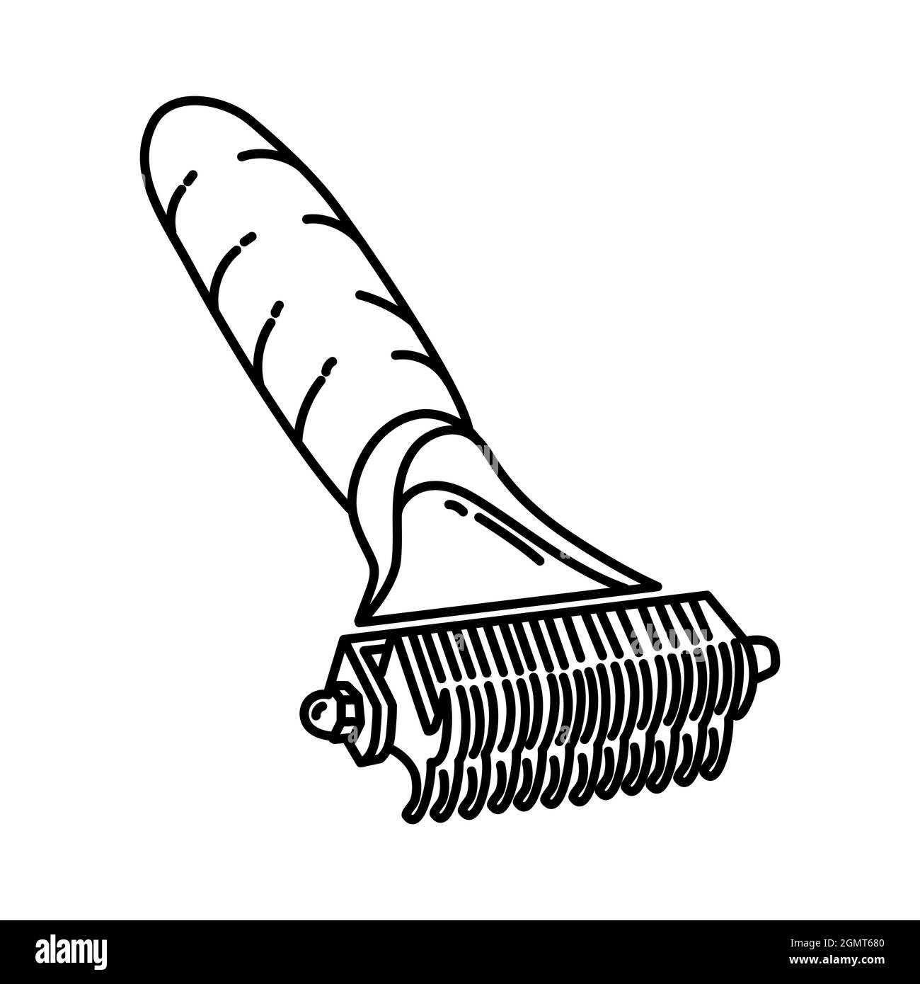 Dematting Comb for Pet Grooming Tools Hand Drawn Icon Set Vector. Stock Vector