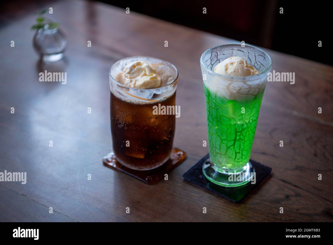 Coke Float and Melon Soda Float in Japanese style Cafe Stock Photo Alamy