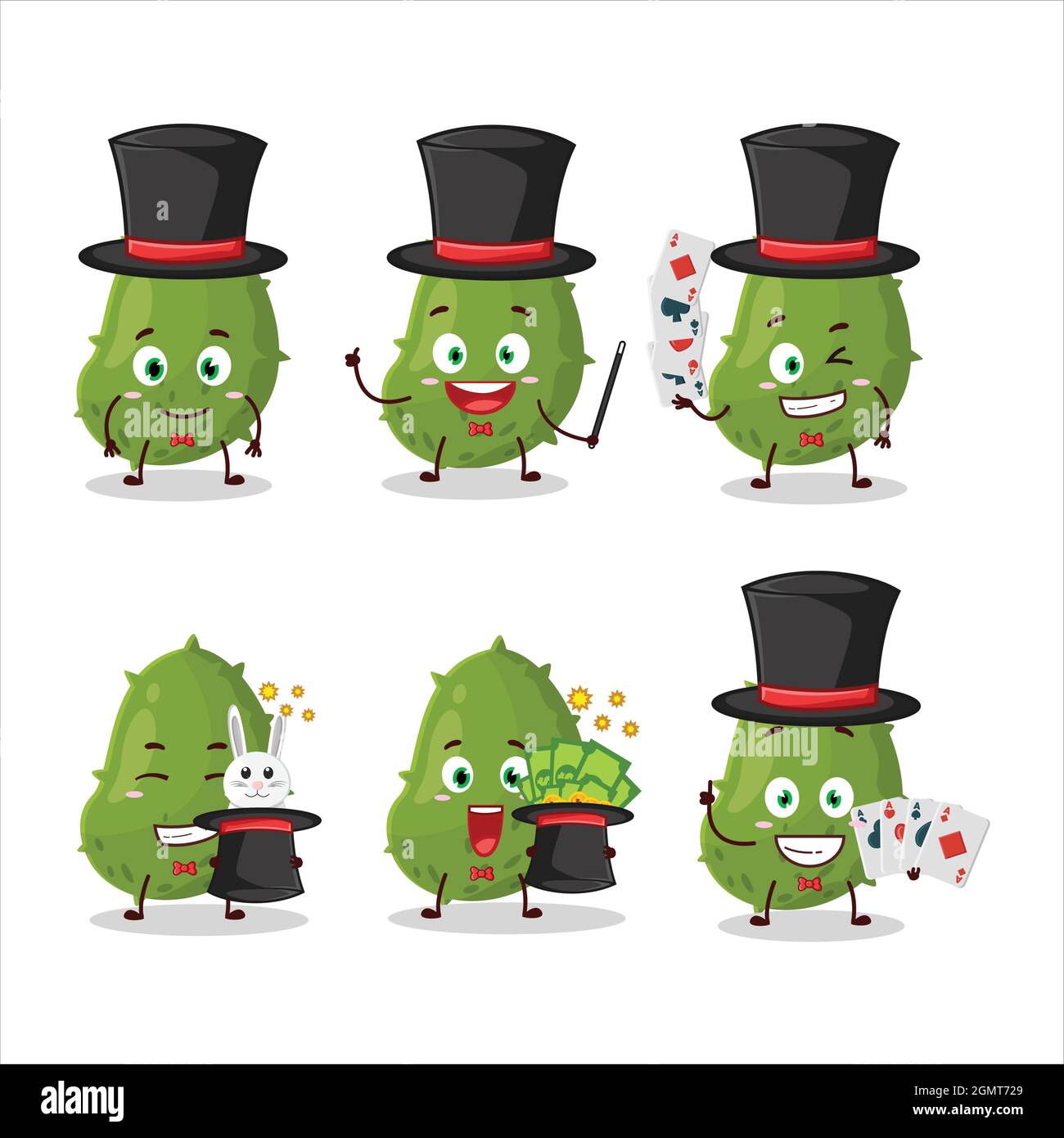 A virus desease Magician cartoon character perform on a stage. Vector illustration Stock Vector