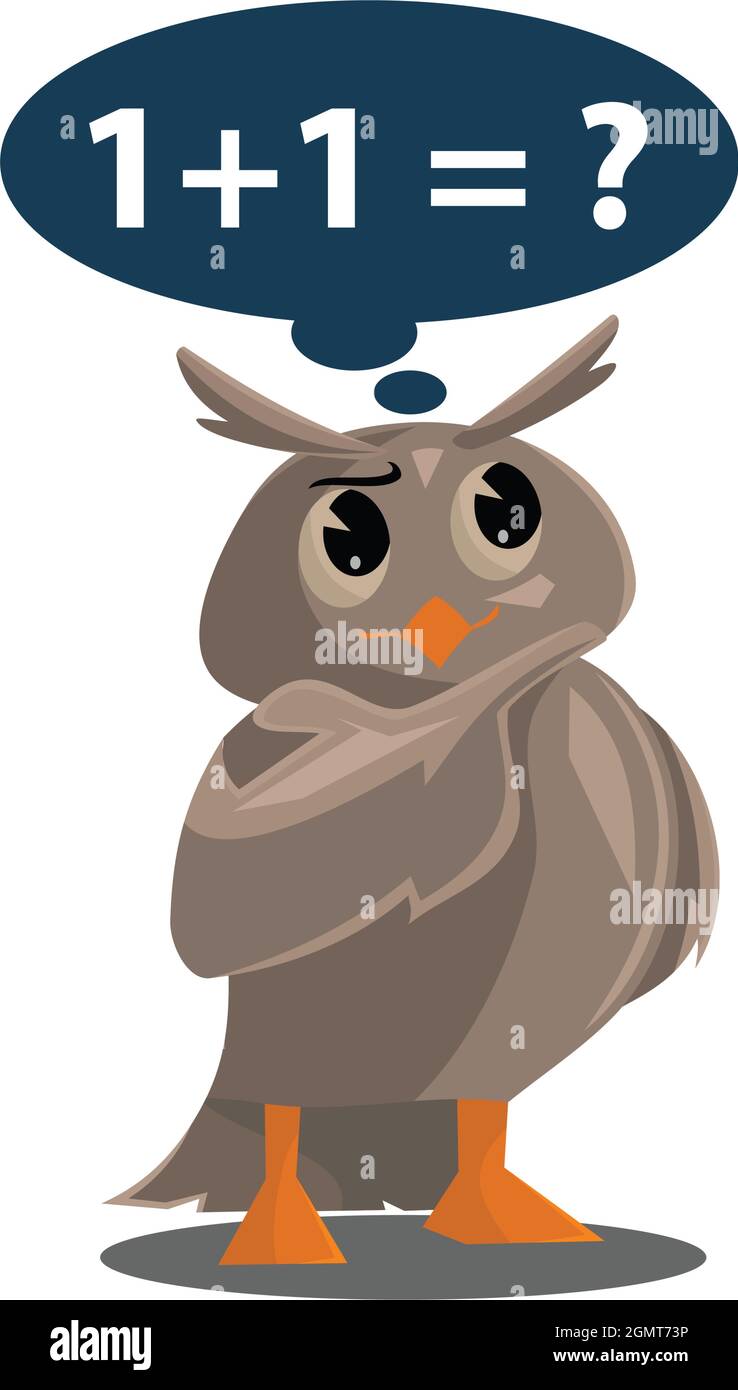 School owls. Color cute birds studying mathematics in school. Teaching ...