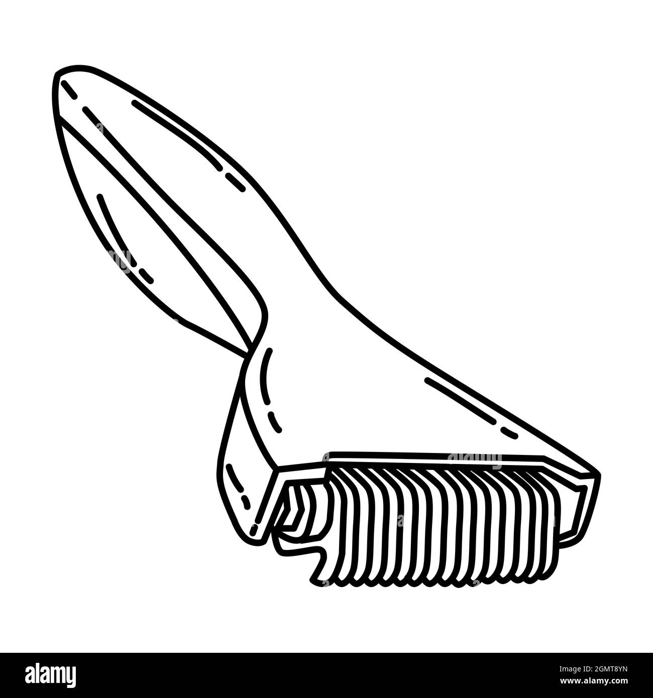 Deshedding Tool for Pet Grooming Tools Hand Drawn Icon Set Vector. Stock Vector