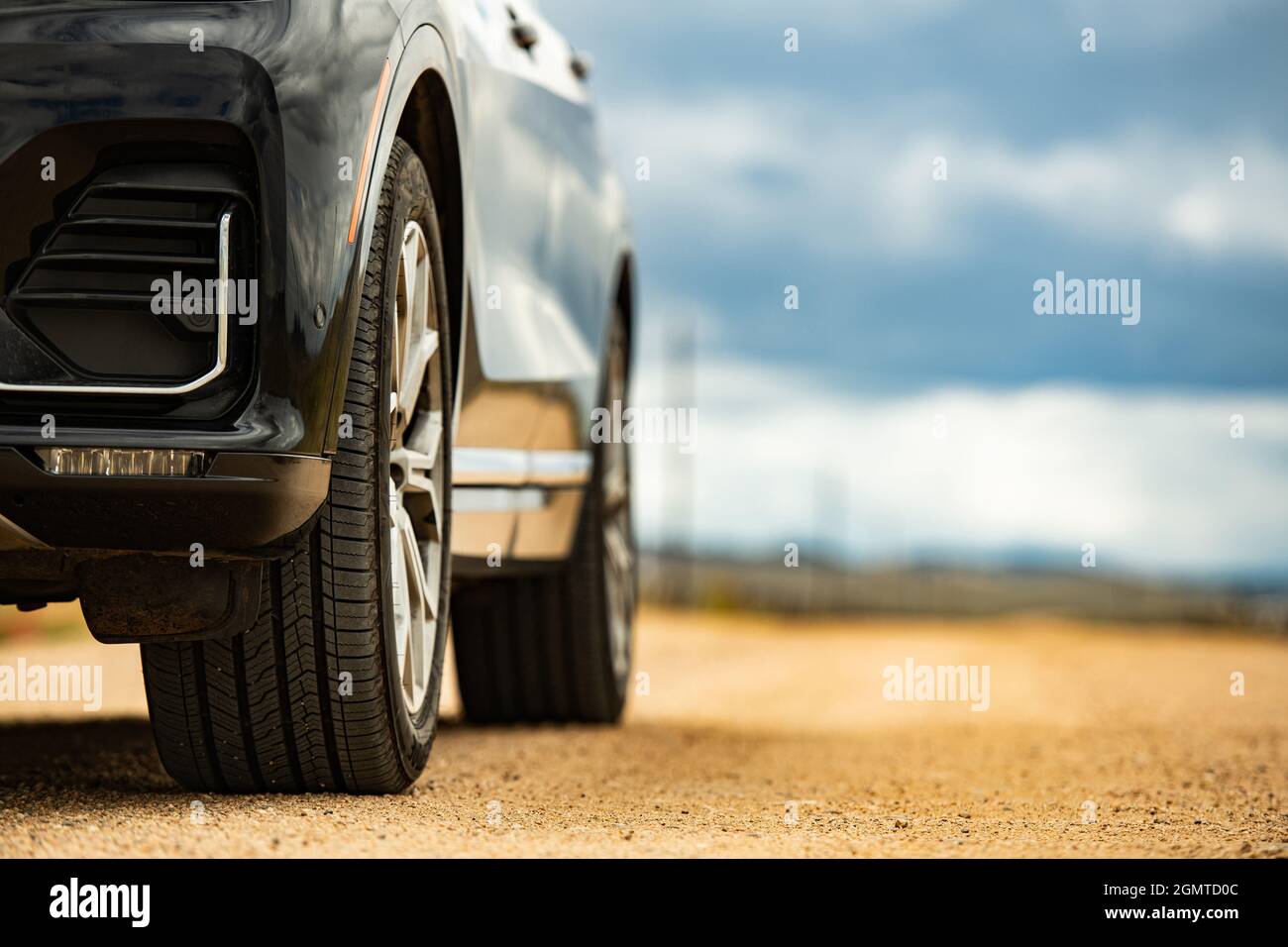 Car wheels on a gravel road hi-res stock photography and images - Alamy
