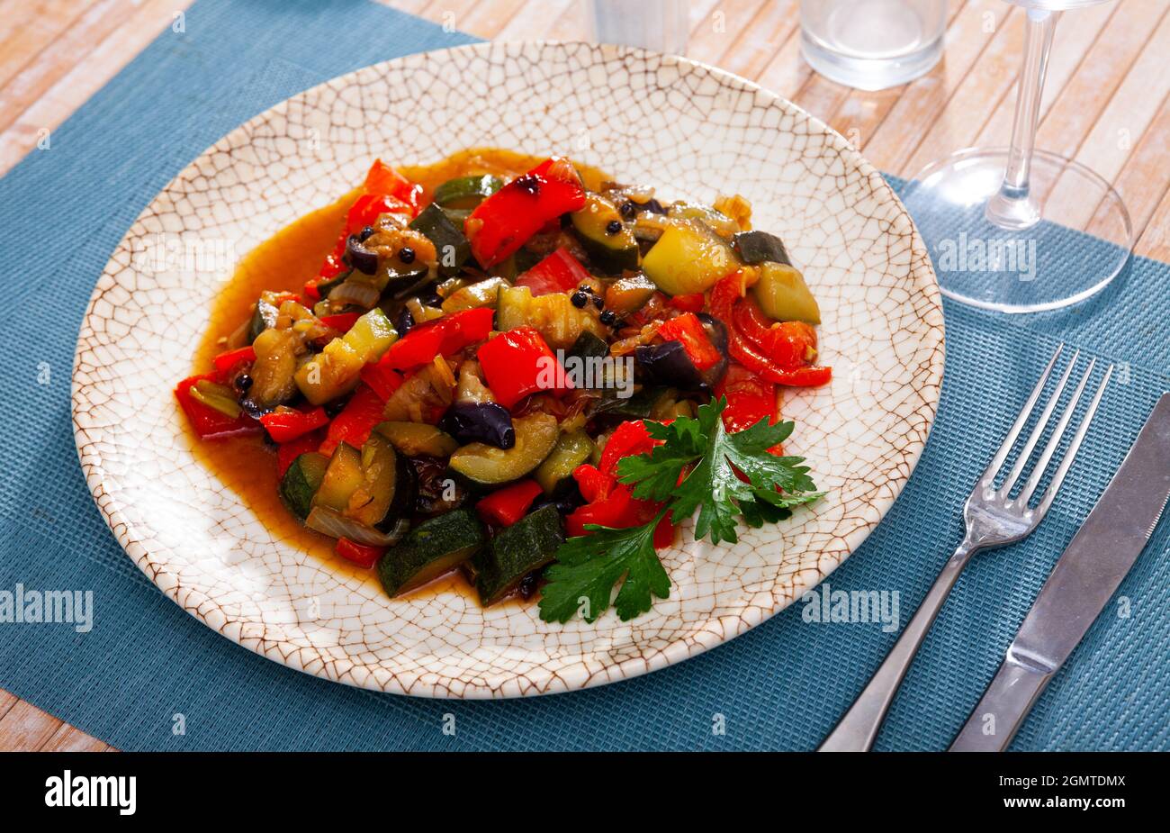 Ratatouille from frozen vegetable mix Stock Photo Alamy