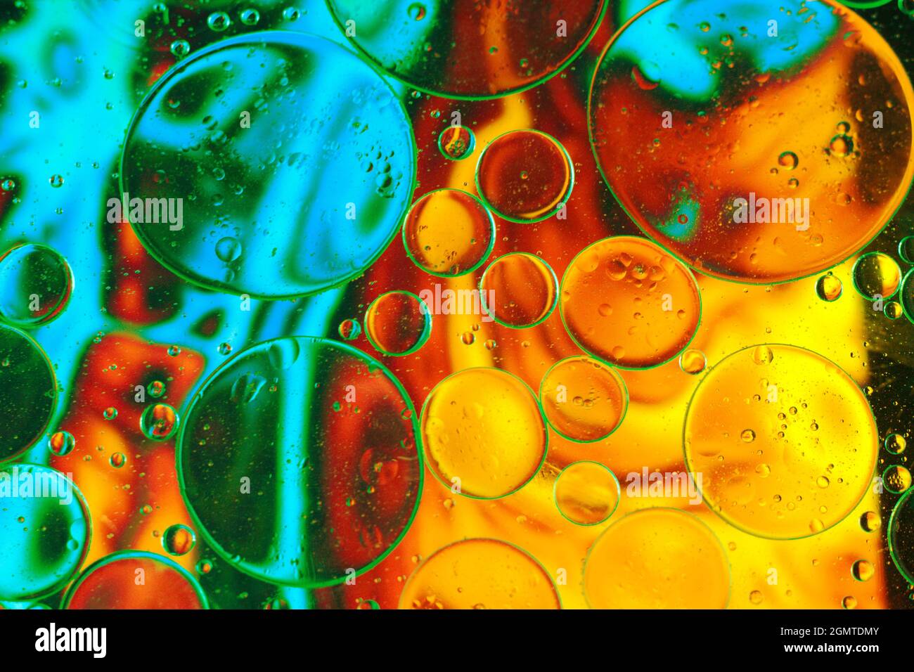 Green background whit red with blue abstract and dynamic bubble composition for web and posters Stock Photo