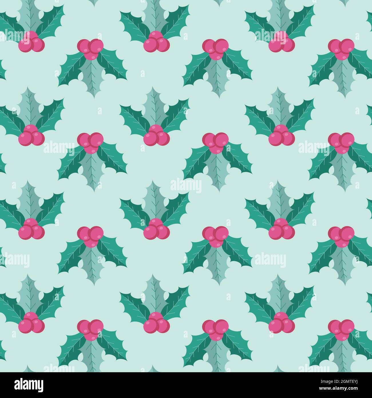 Seamless pattern of Christmas symbols in flat style isolated on a white ...