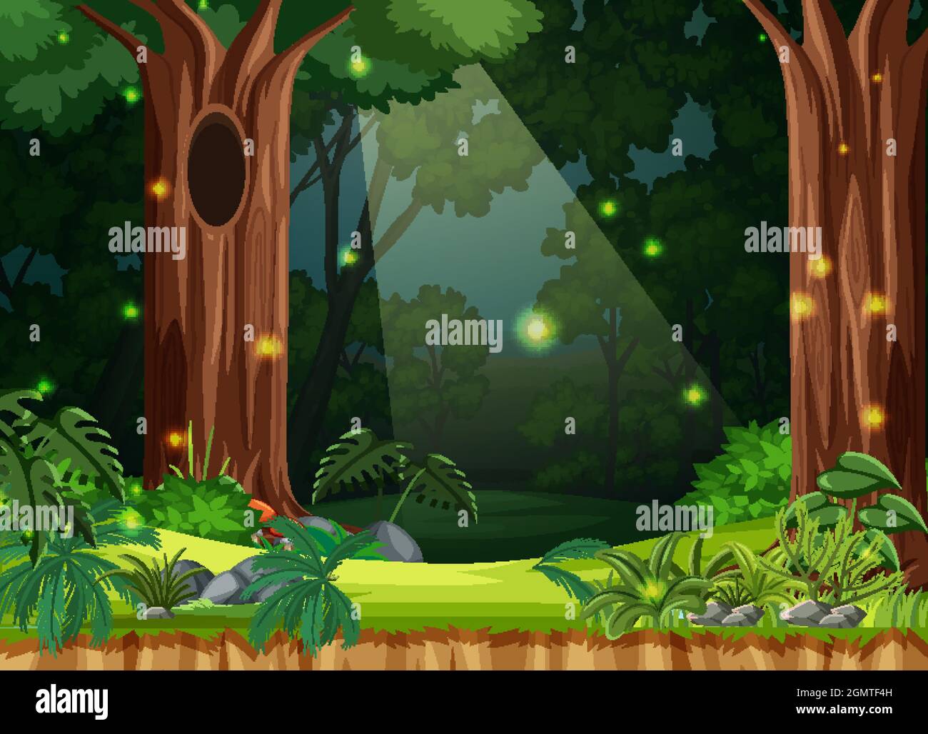 Enchanted forest landscape background illustration Stock Vector Image ...