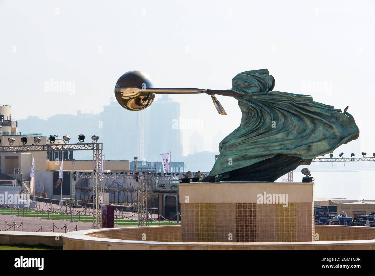 Force of Nature II by Lorenzo Quinn monument in Katara Cultural Village in Doha, Qatar - march, 18, 2016 Stock Photo