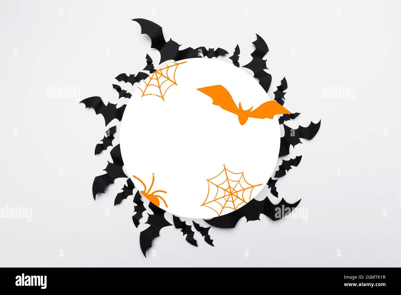 Halloween concept - paper bats on white background Stock Photo - Alamy