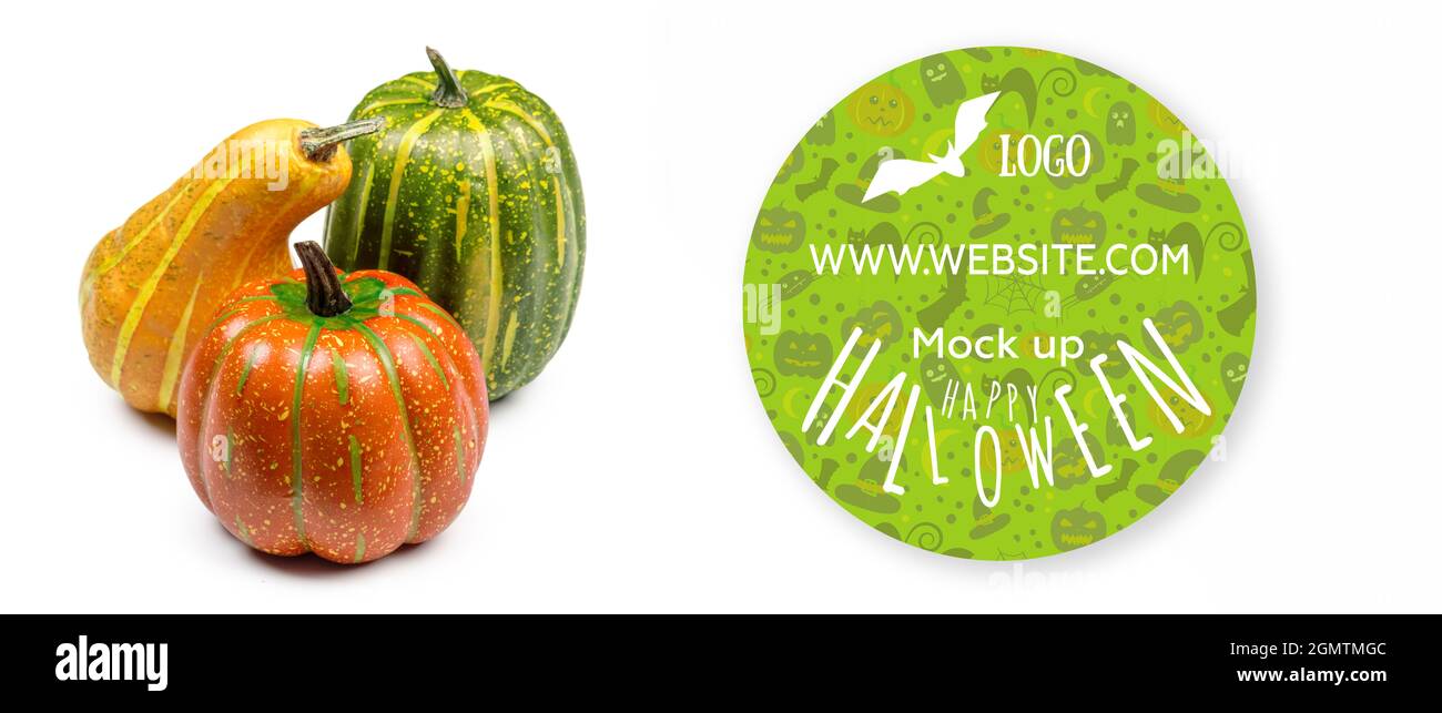 Three decorative pumpkins on white background for Halloween Stock Photo ...