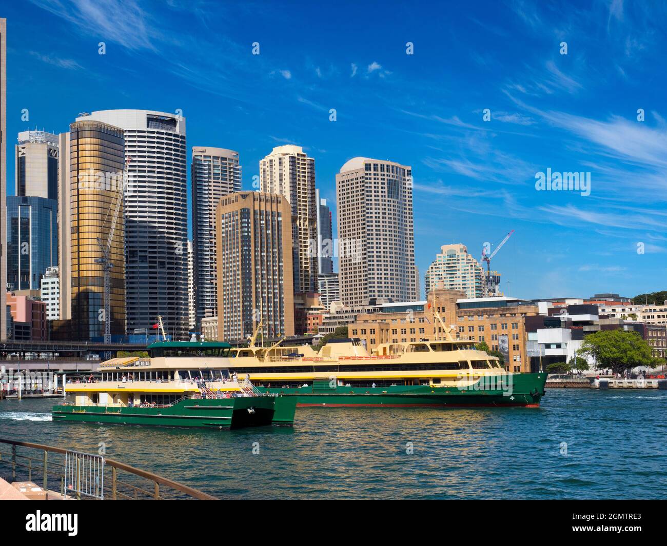 Sydney, Australia - 16 February 2109;  Circular Quay is the main ferry terminal of Sydney. Because two of the city's iconic landmarks - the Opera Hous Stock Photo