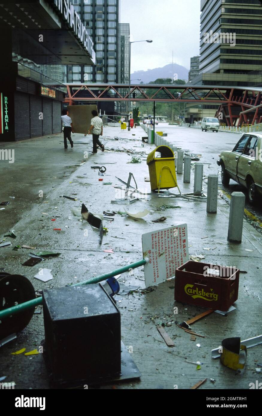 Hong Kong, 1983; Typhoon Ellen was one of the worst typhoon ever to strike Hong Kong, and certainly the worst I experienced whilst living in the Terri Stock Photo