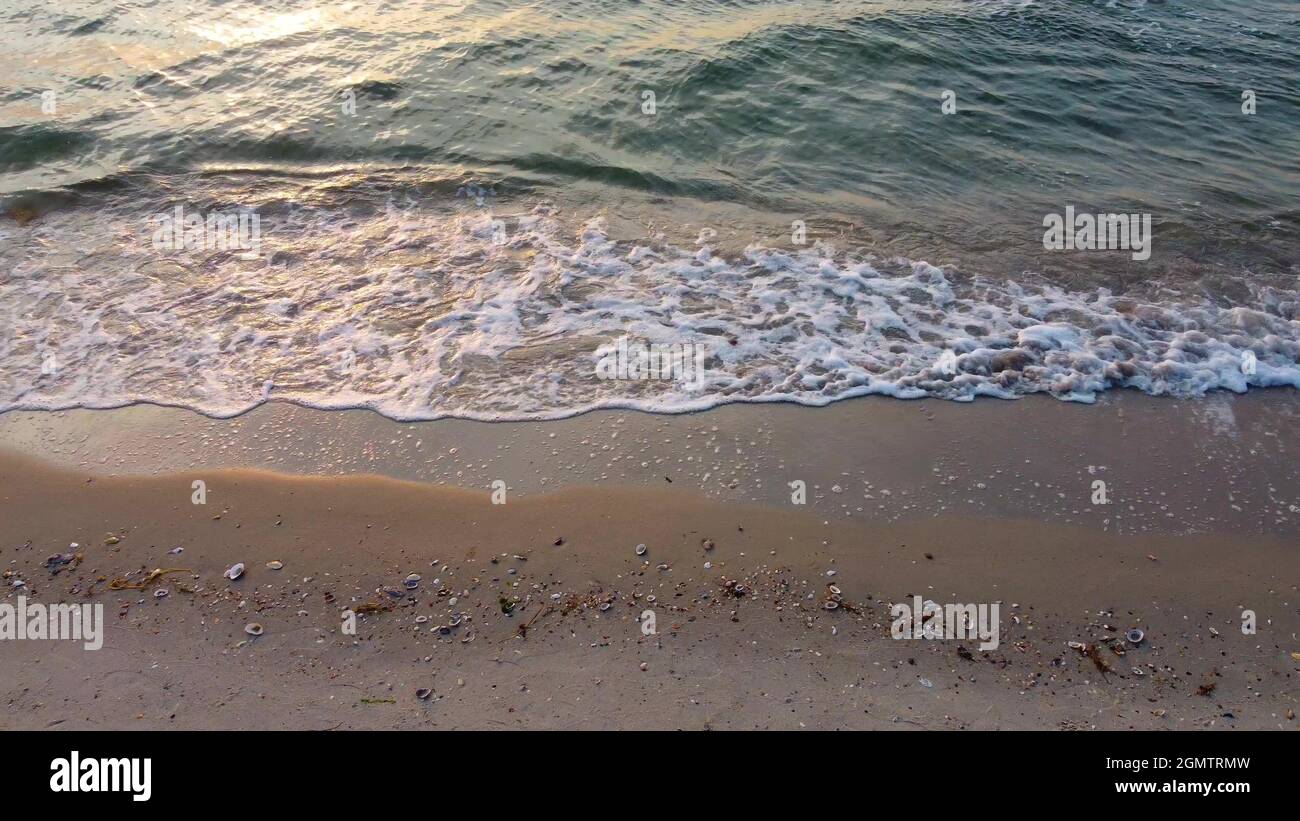 Beautiful waves on sandy beach hi-res stock photography and images - Alamy