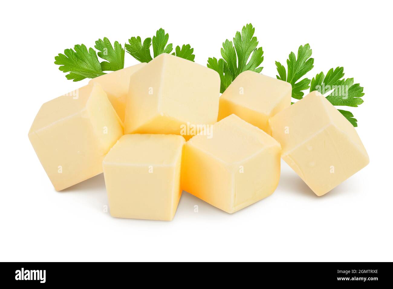 butter cube isolated on white background with clipping path and full depth of field Stock Photo