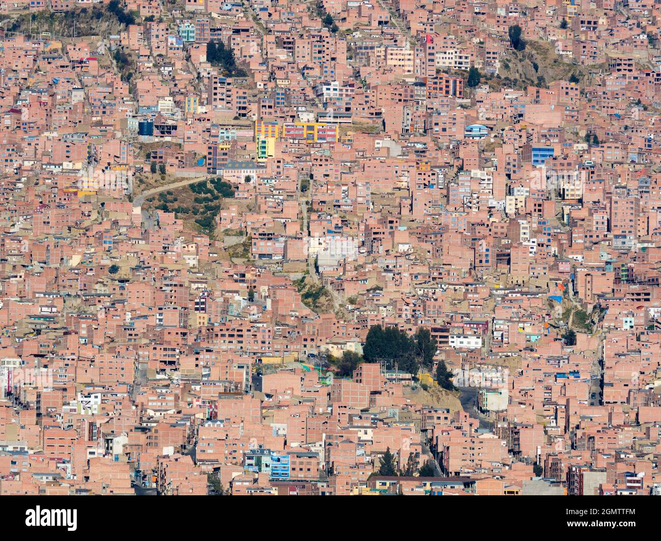 La Paz, Bolivia - 19/20 May 2018   At an elevation of roughly 3,650 m (11,975 ft) above sea level, La Paz - the de facto capital of Bolivia - is the h Stock Photo