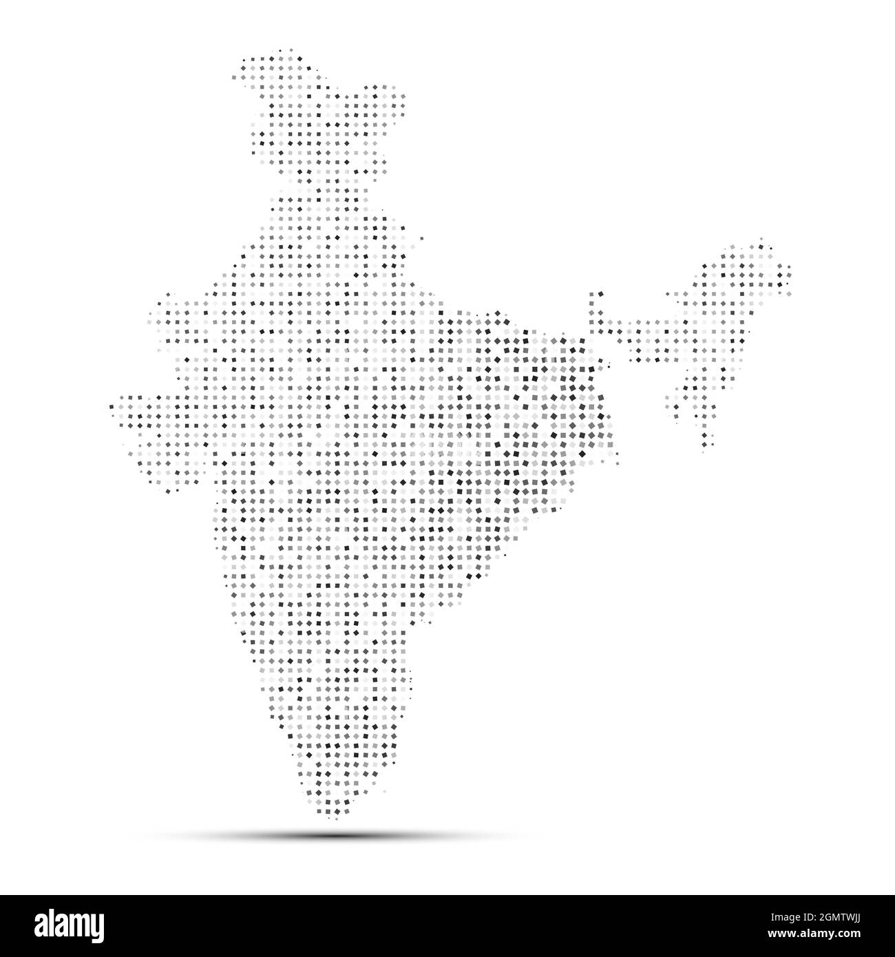 Abstract Dotted Halftone in white background with map of india. Digital dotted technology line, design sphere, dot and structure. vector illustration Stock Vector