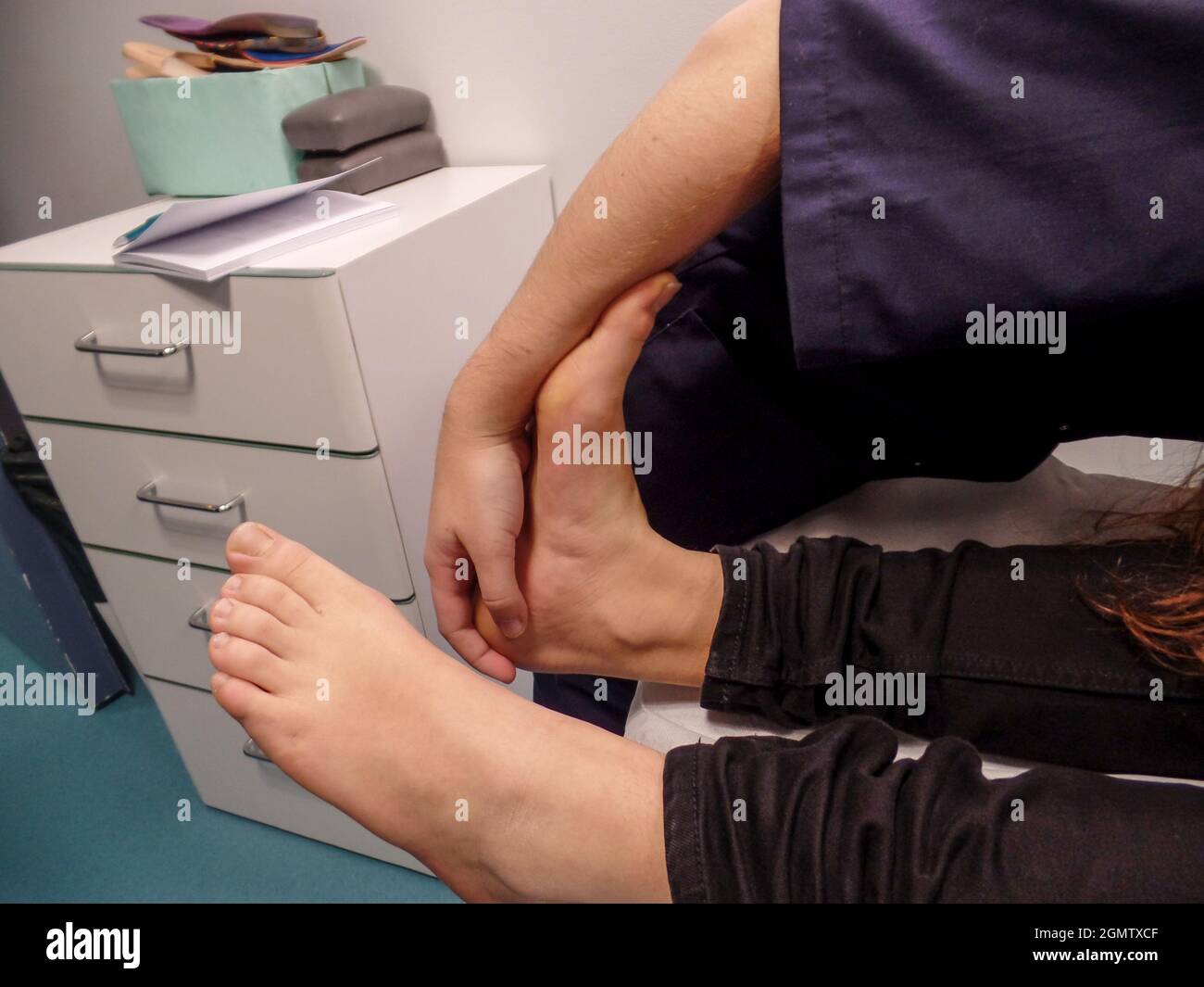Podiatry and biomechanics class. Teacher teaches students the different ...