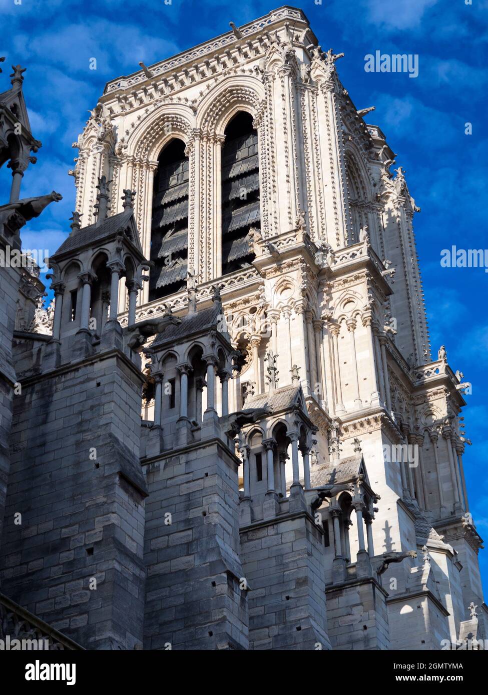 Paris, France - 19 September 2018   Notre-Dame,the famous medieval Catholic cathedra, is located on the ële de la Cit in the fourth arrondissement of Stock Photo