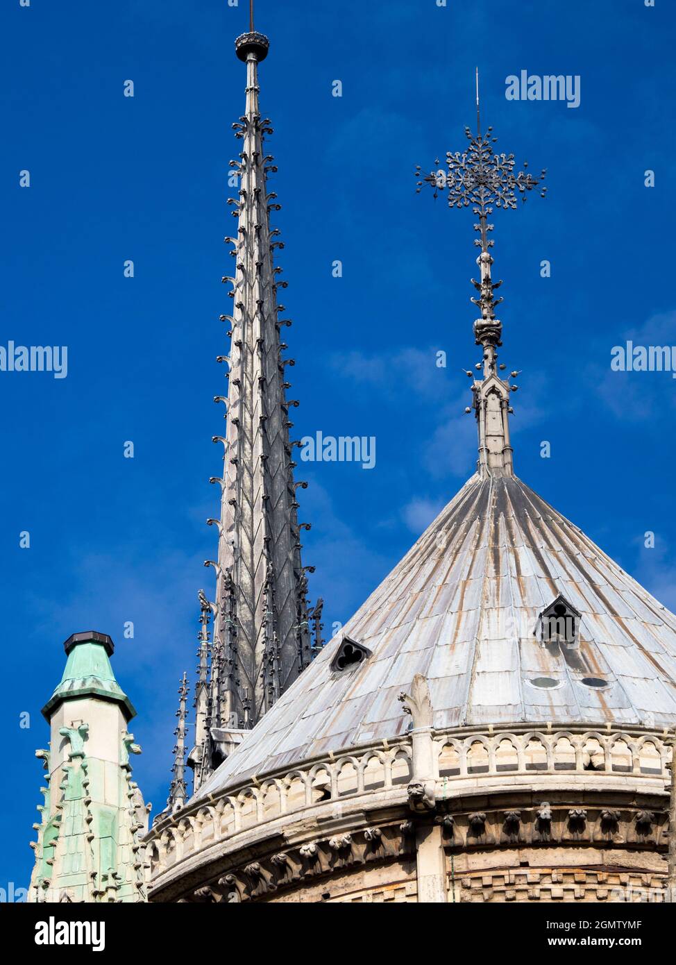 Paris, France - 19 September 2018   Notre-Dame,the famous medieval Catholic cathedra, is located on the ële de la Cit in the fourth arrondissement of Stock Photo