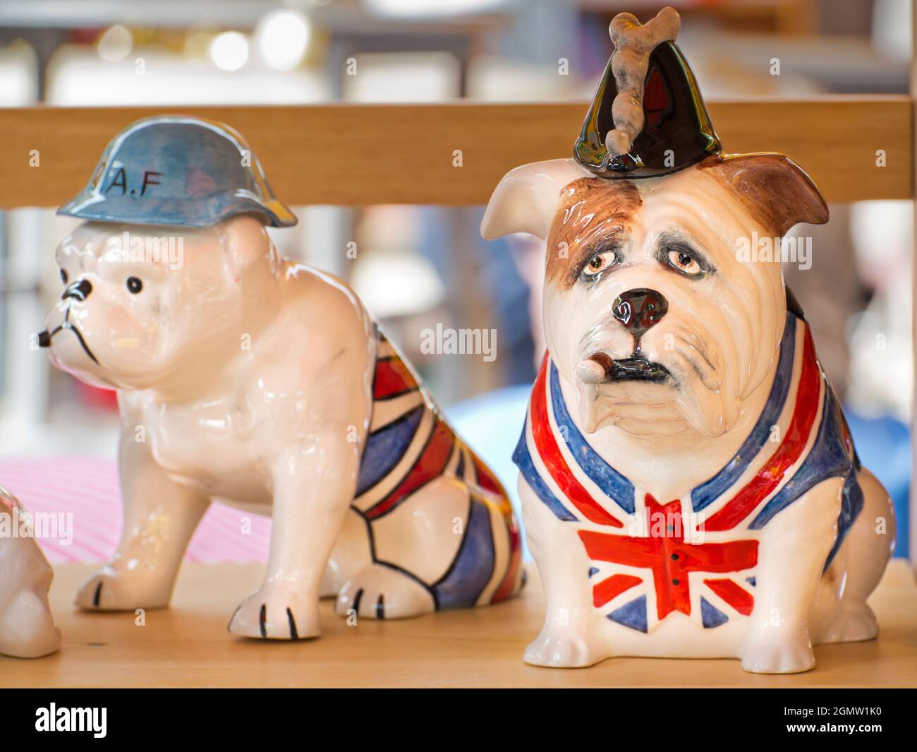 Oxford, Oxfordshire, UK 2013; All the old kitsch stereotypes of English character, bulldog
