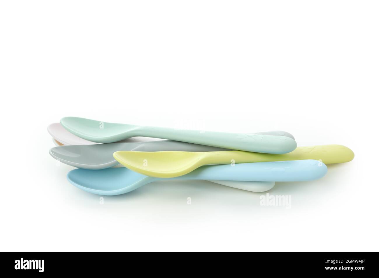 Colorful plastic spoons isolated on white background Stock Photo - Alamy