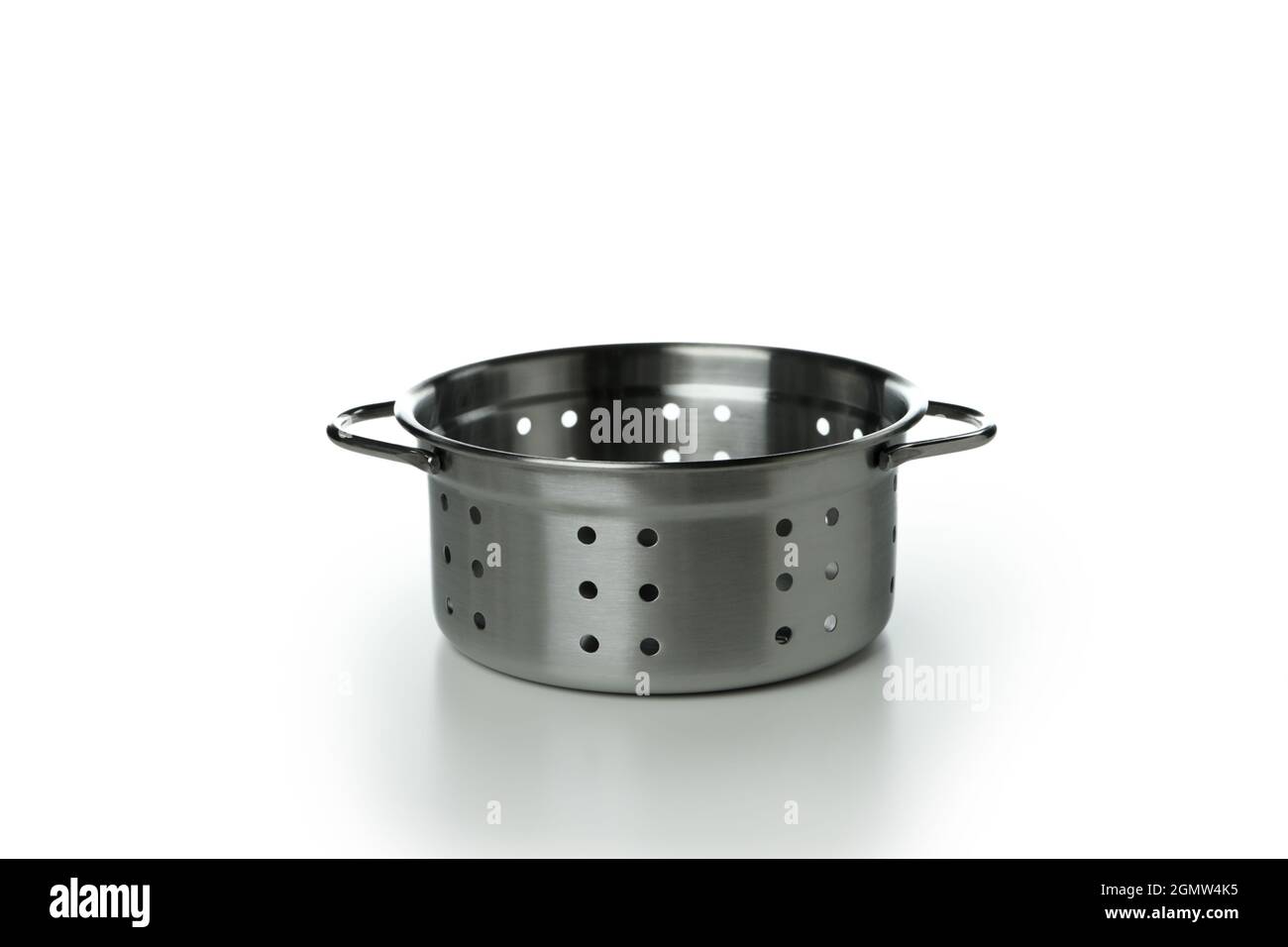 Metal colander pot isolated on white background Stock Photo Alamy