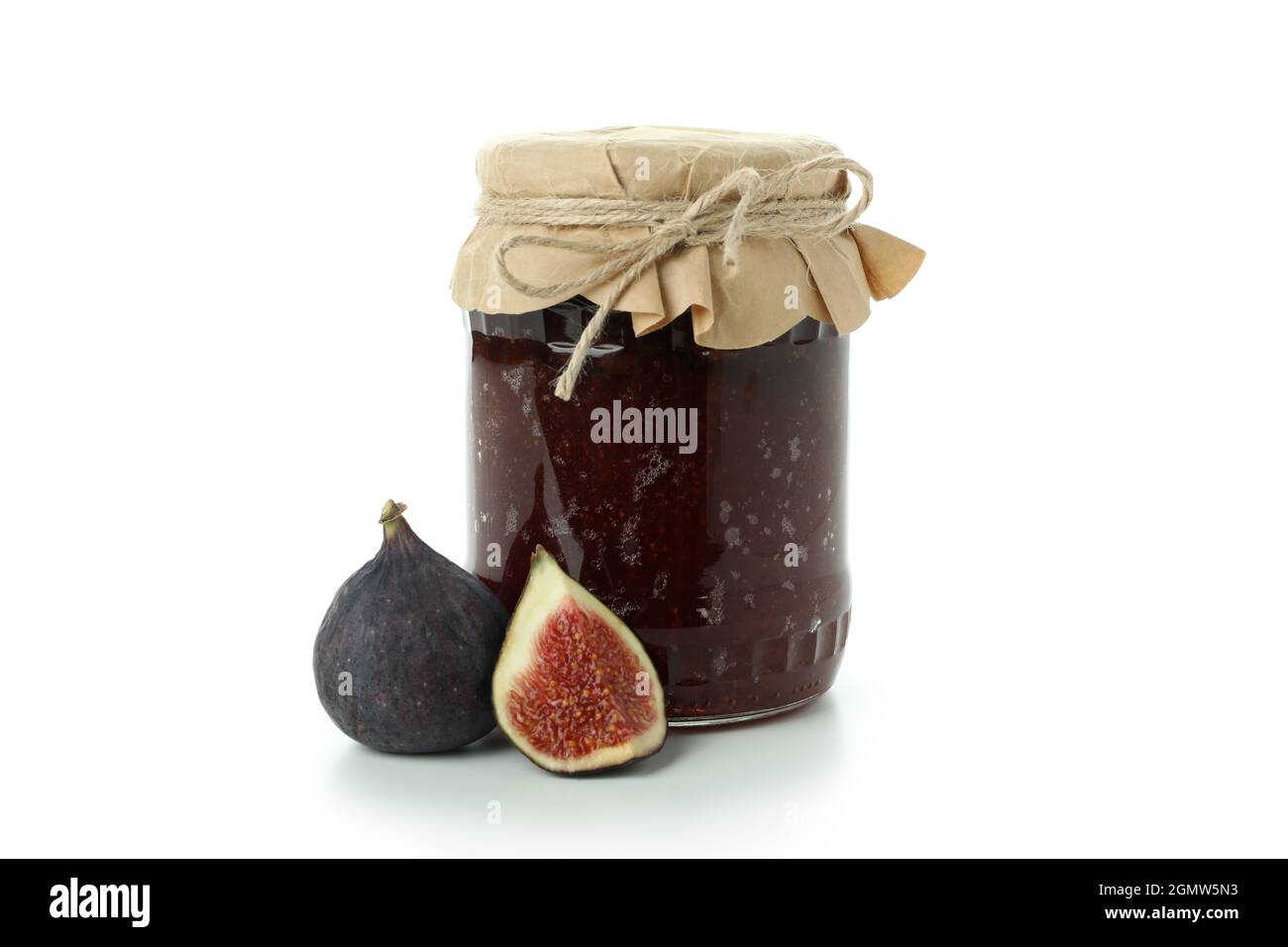 Fig jam and ingredients isolated on white background Stock Photo Alamy