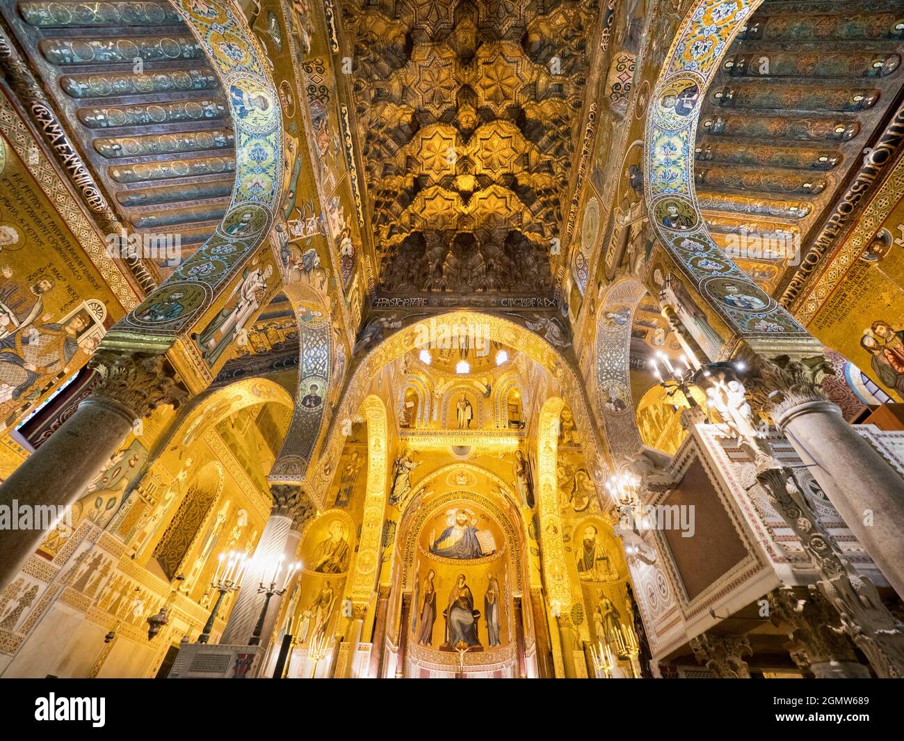 Palermo, Sicily, Italy - 23 September 2019   The Palatine Chapel (Cappella Palatina), is the royal chapel of the Norman kings of Sicily in Palermo, Si Stock Photo