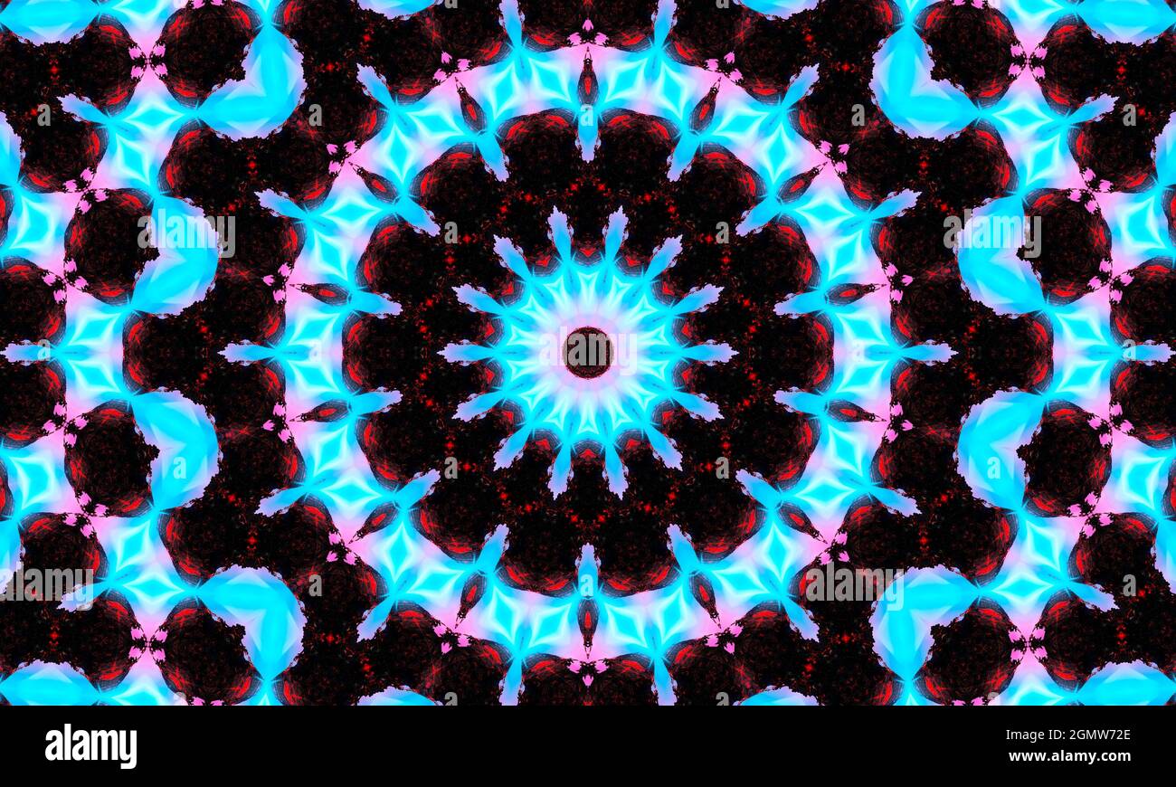 Glowing rings in neon background. Purple circles in form of tunnel template in dark blue waves. Night city light and synthwave parties. Luminous 80s v Stock Photo