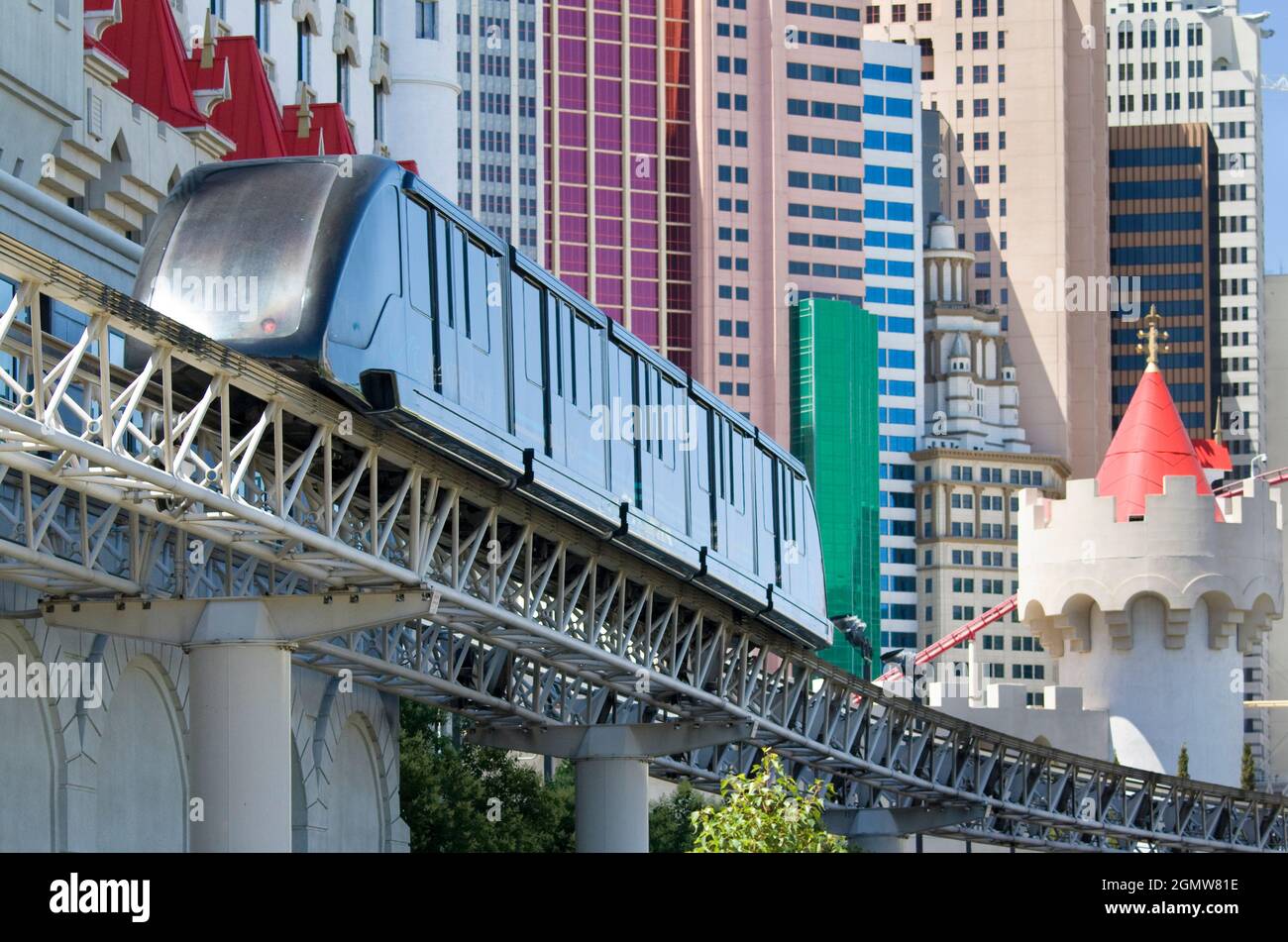 Las Vegas, Arizona - June 2008. It's not just Springfield that has a monorail - Las Vegas has one of its very own, probably built by the same company. Stock Photo