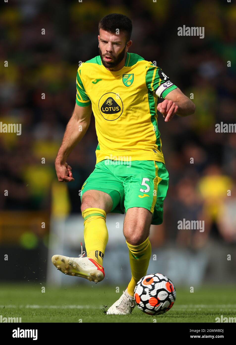 Grant Hanley of Norwich City - Norwich City v Watford, Premier League, Carrow Road, Norwich, UK - 18th September 2021  Editorial Use Only - DataCo restrictions apply Stock Photo