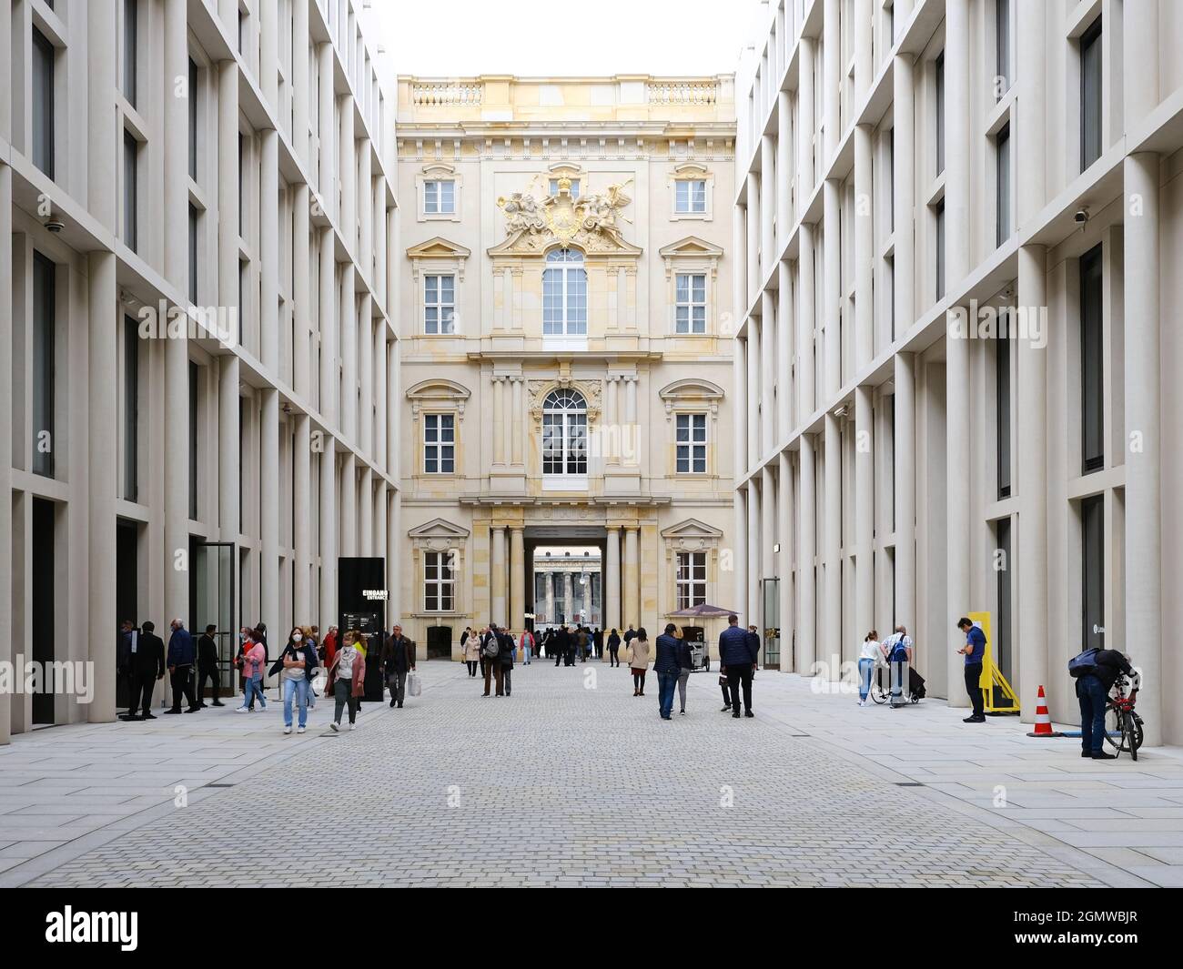 Berlin, Germany, September 17, 2021, courtyard of the restored Berlin Palace with Humboldt Forum Stock Photo