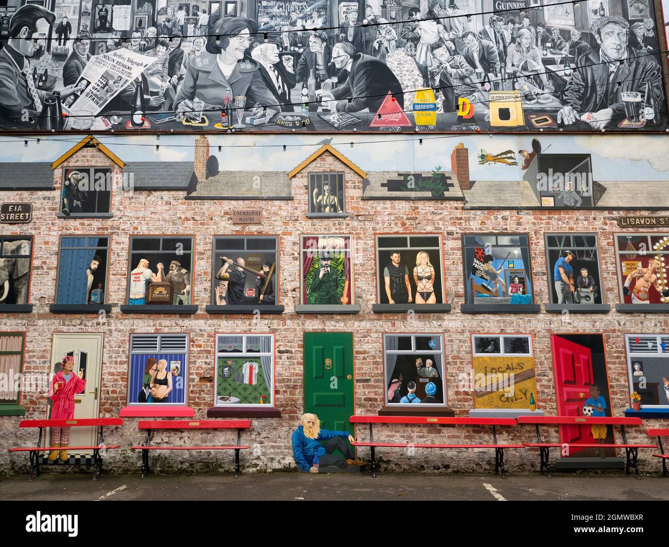 Belfast, Ulster - United Kingdom; Belfast is a city that cannot. seemingly, leave any wall untouched without a splash of colour. The graffiti, especia Stock Photo