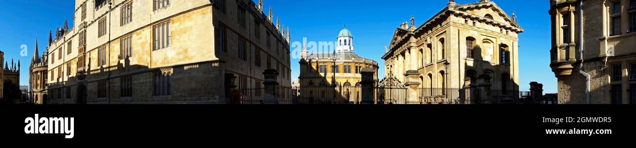 Oxford, Oxfordshire, UK - 2012; Wow, so many Oxford landmarks in this Catte Street Panorama, shot from just in front of the Hertford College Bridge of Stock Photo