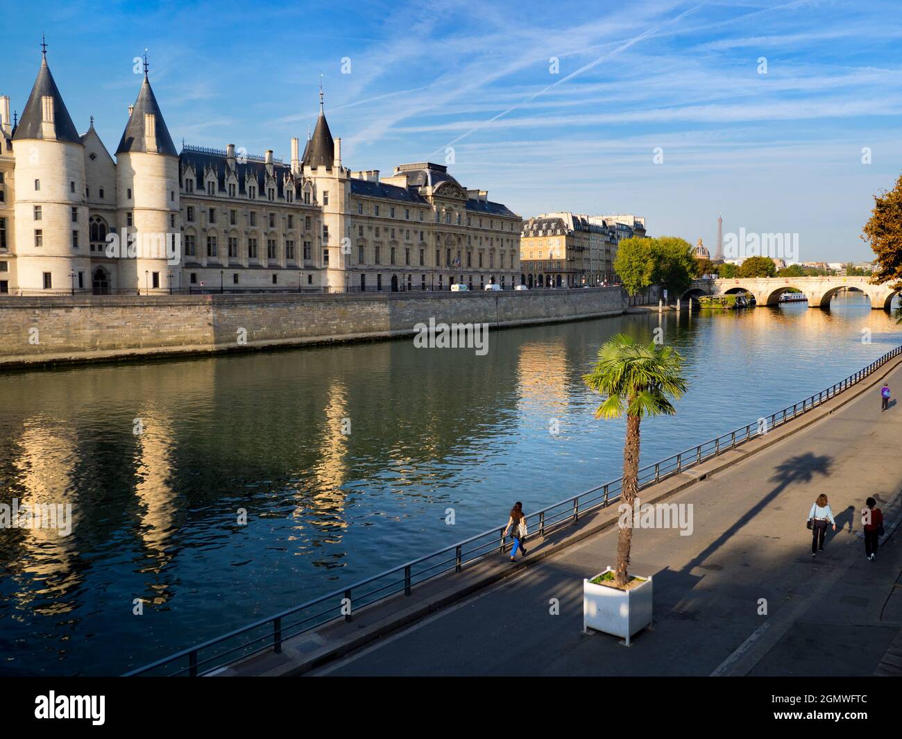 Paris, France - 20  September , 2018    The River Seine and its collection of scenic bridges are one of the highlights of any trip to Paris, France. H Stock Photo