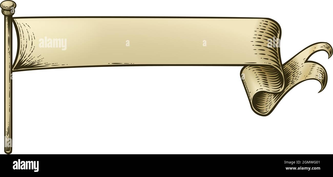 Flag Scroll Vintage Woodcut Banner Paper Ribbon Stock Vector Image