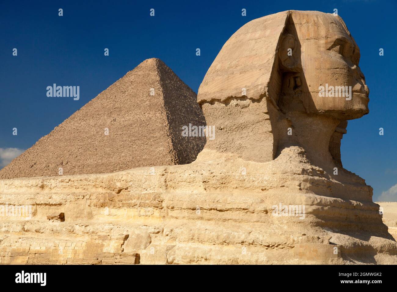 Cairo, Egypt - 7 December 2010; A sphinx is a mythical creature with the head of a human and the body of a lion. The most famous depiction of such a c Stock Photo