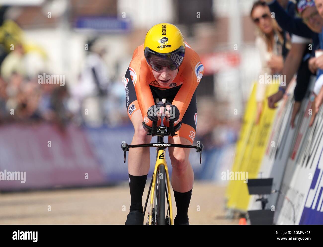Riejanne Markus (NED) in action during the Women Elite individual time trial  race, from Knokke-Heist to Brugge, at the UCI World Championships Road Cycling Flanders 2021 on  20 September 2021 in Brugge, Belgium. (Photo by SCS/Soenar Chamid/AFLO) (HOLLAND OUT) Stock Photo