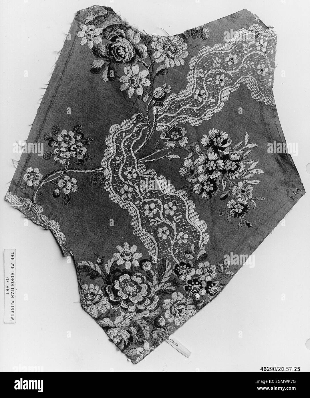 Piece. Date: 1760-65; Culture: French; Medium: Silk; Dimensions: 10 1/4 x 14 inches (26.0 x 35.6 cm); Classification: Textiles-Woven Stock Photo