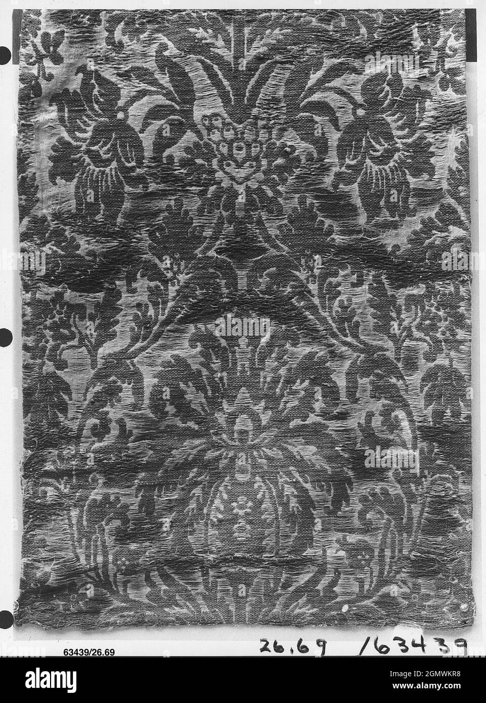 Piece. Date: 17th century; Culture: Italian; Medium: Silk and cotton; Dimensions: L. 57 x W. 18 1/2 inches (144.8 x 47.0 cm); Classification: Stock Photo