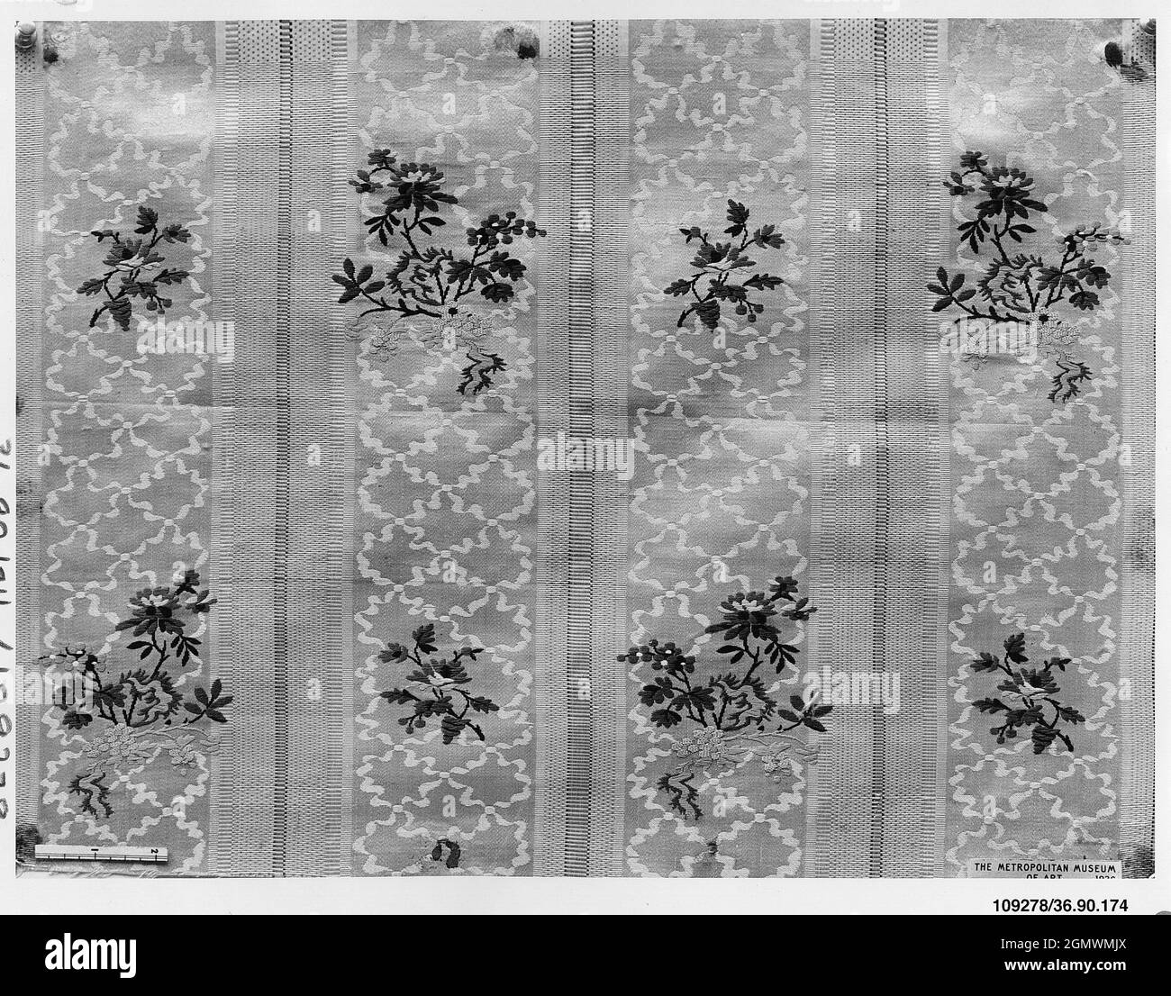 Piece. Date: 18th century; Culture: French; Medium: Silk; Dimensions: L. 19 1/4 x W. 14 inches; Classification: Textiles-Woven Stock Photo