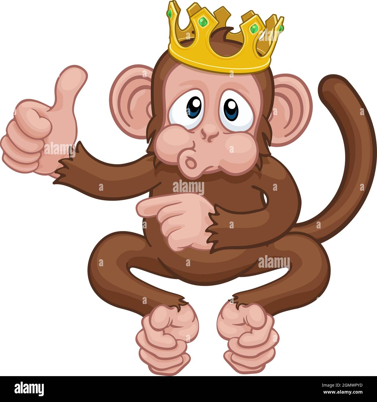 Monkey King Crown Cartoon Thumbs Up Pointing Stock Vector Image & Art -  Alamy