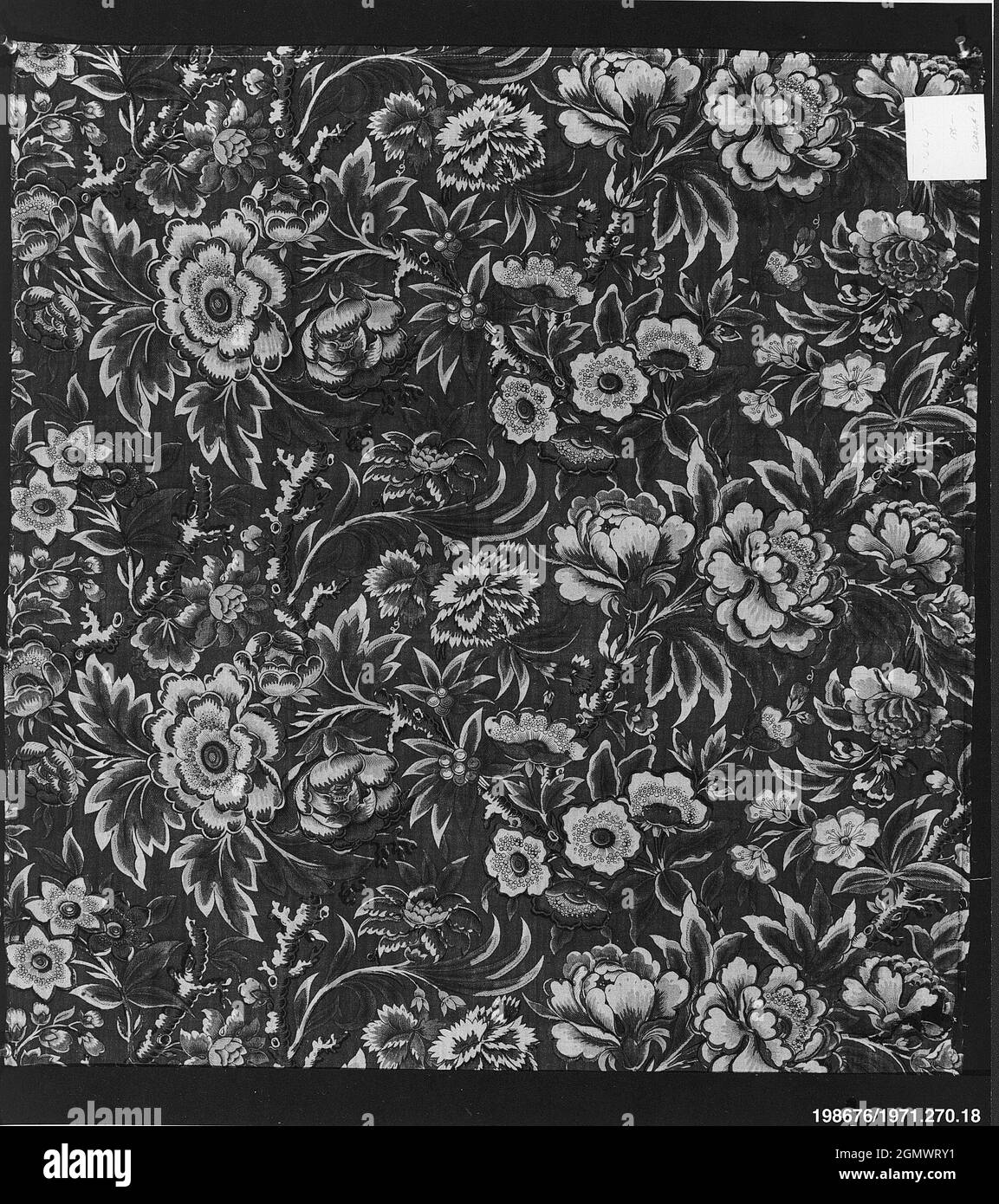 Piece. Date: 1815-30; Culture: British; Medium: Cotton; Dimensions: L. 32 1/4 x W. 25 1/4 inches; Classification: Textiles-Printed Stock Photo