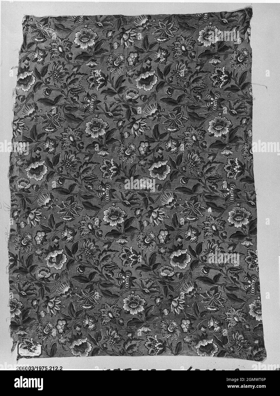 Piece. Date: ca. 1805-10; Culture: British; Medium: Cotton; Dimensions: L. 35 x W. 25 inches; Classification: Textiles-Printed Stock Photo