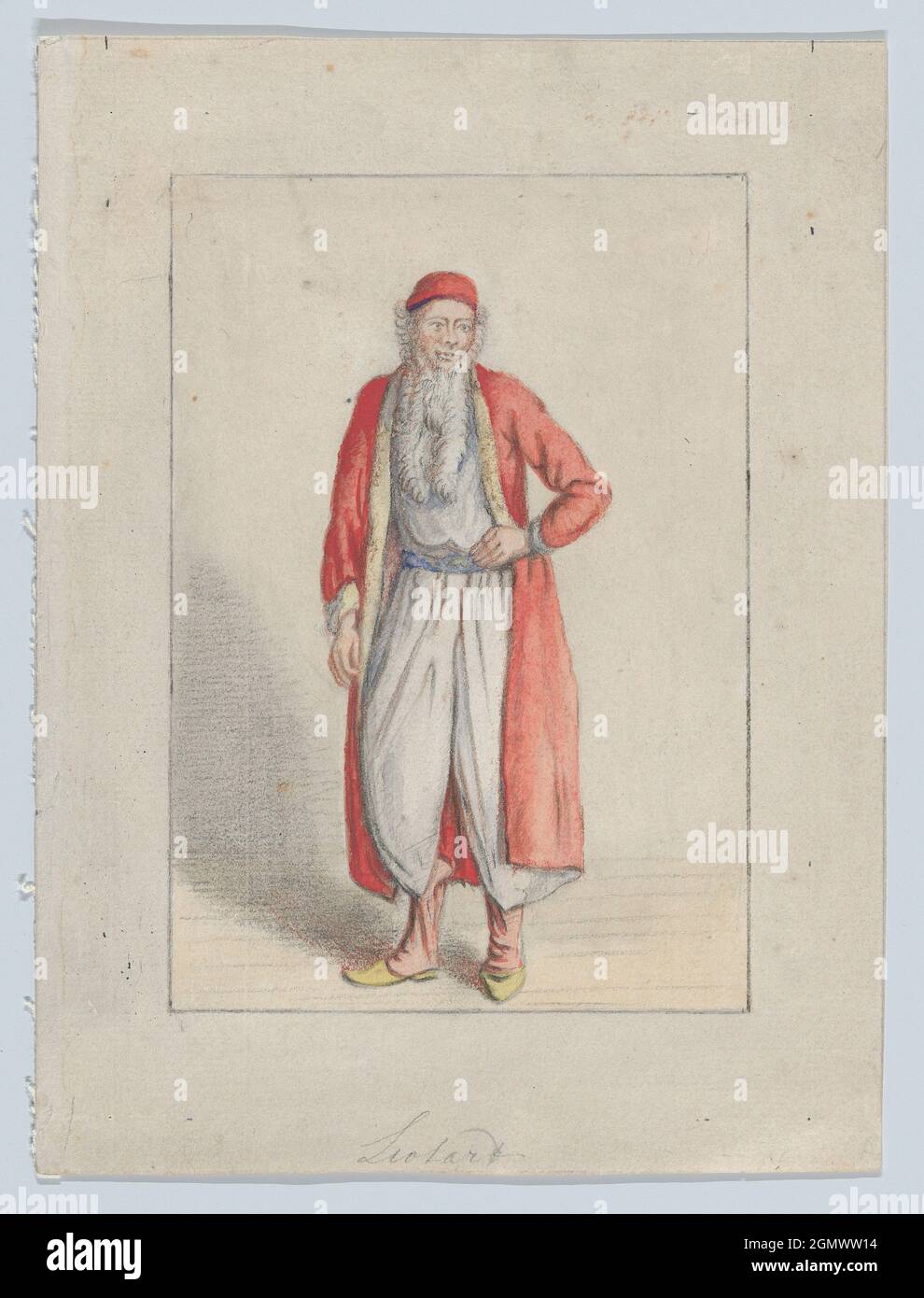Portrait of Jean-Étienne Liotard. Artist: Anonymous; Date: 18th century; Medium: Black and red chalk with yellow, blue and red washes; Dimensions: Stock Photo