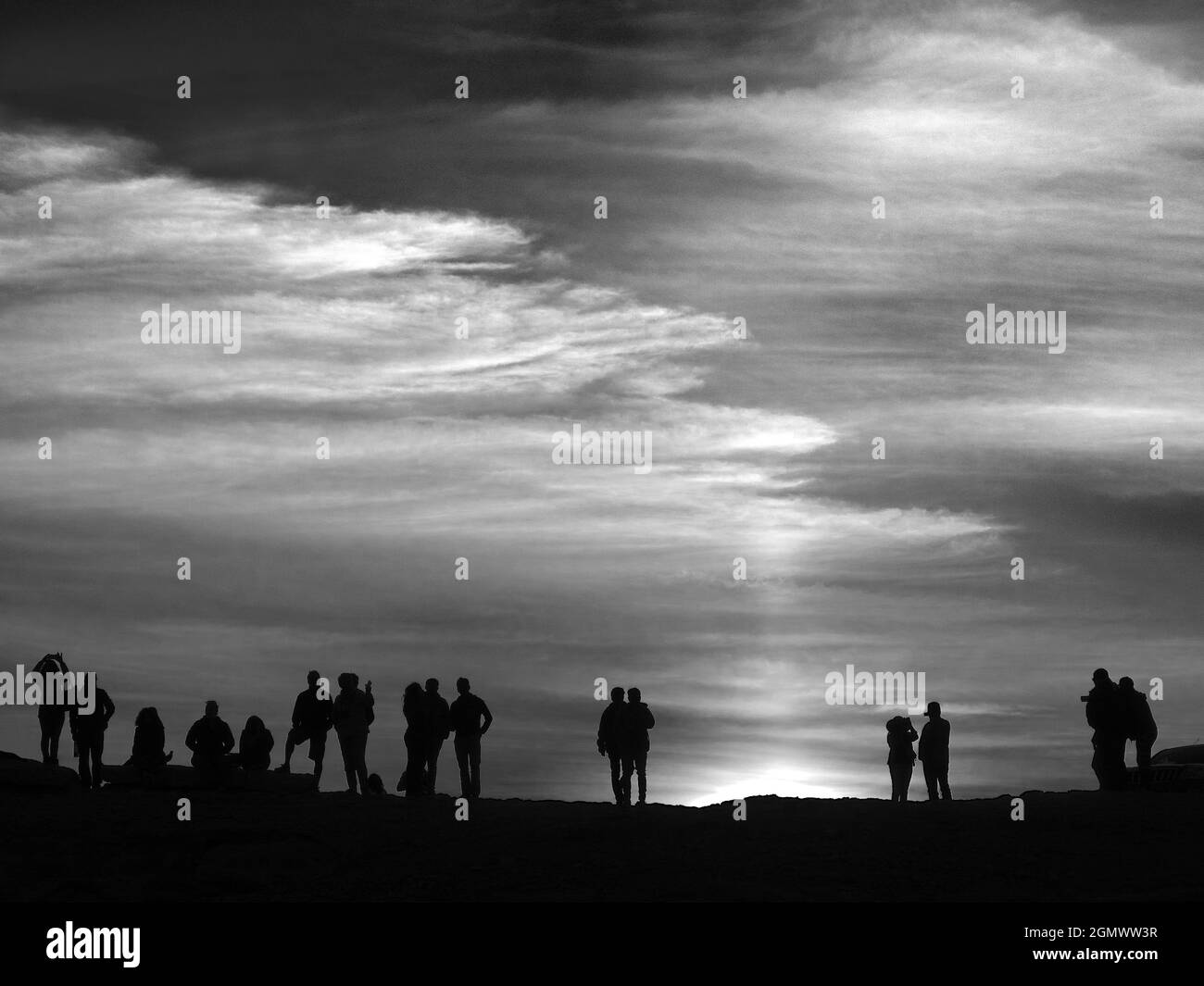 Valley of the Moon, Chile - 26 May 2018; group of tourists in shot.    The spectacular El Valle de la Luna (Valley of the Moon) is located in the Atac Stock Photo