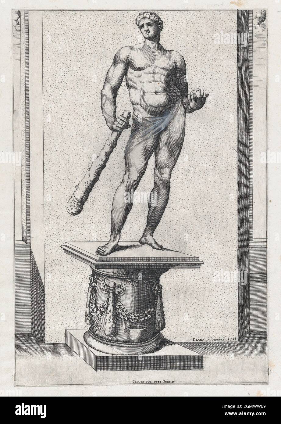 Speculum Romanae Magnificentiae: Hercules with the apples of the Hesperides. Series/Portfolio: Speculum Romanae Magnificentiae; Artist: Diana Stock Photo