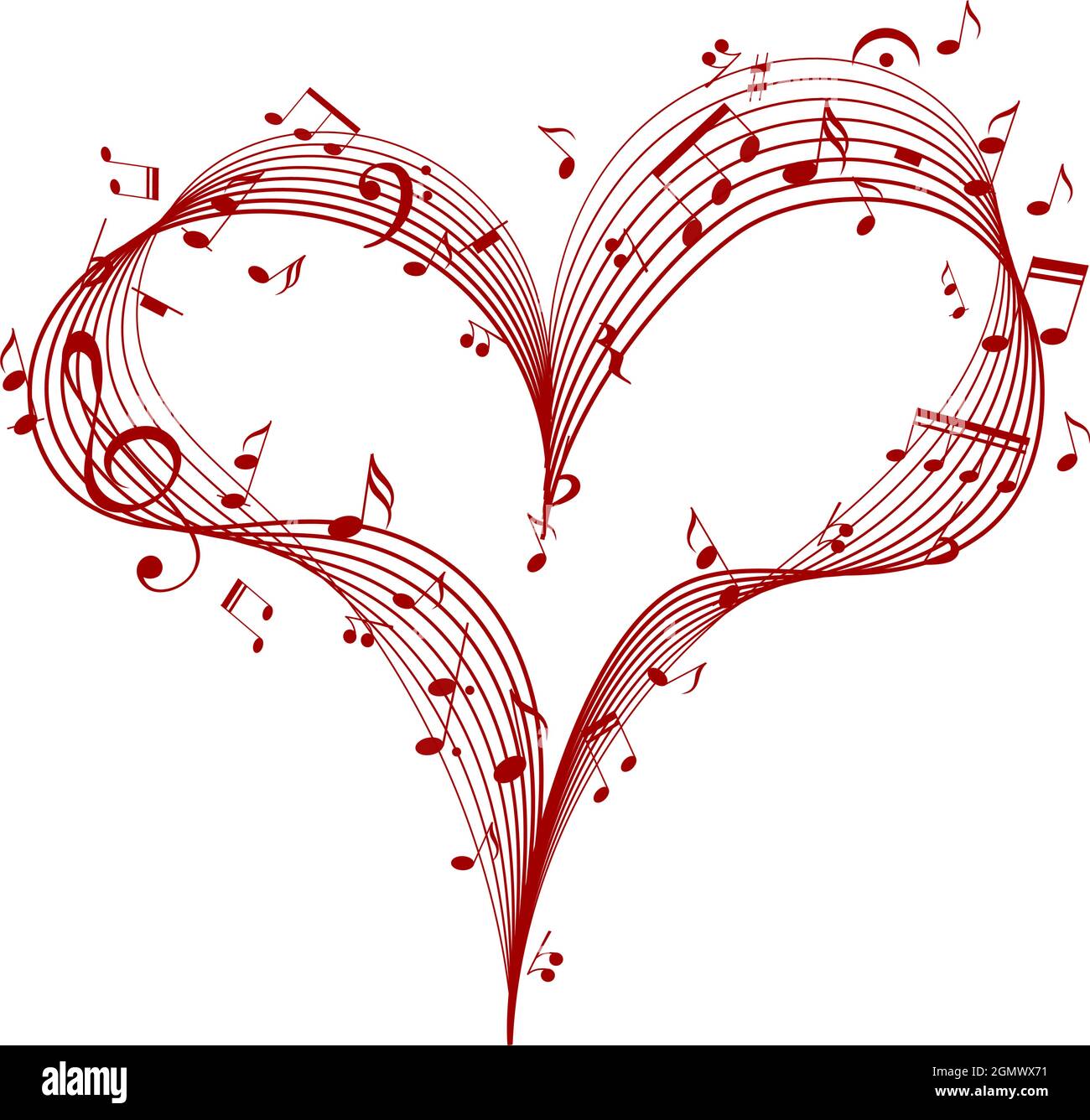 Music heart with key and notes. Design element for romantic music.  Valentine card. Vector Stock Vector Image & Art - Alamy