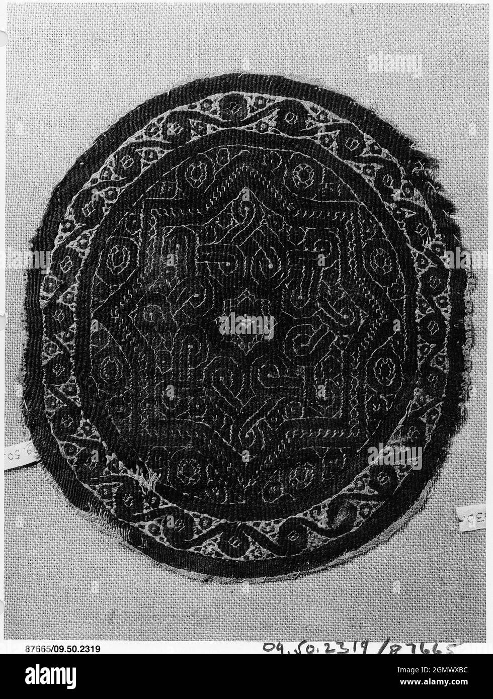 Roundel. Date: 4th-5th century; Geography: Attributed to Egypt; Medium: Linen, wool; tapestry weave; Dimensions: H. 7 5/16 in. (18.6 cm); Stock Photo