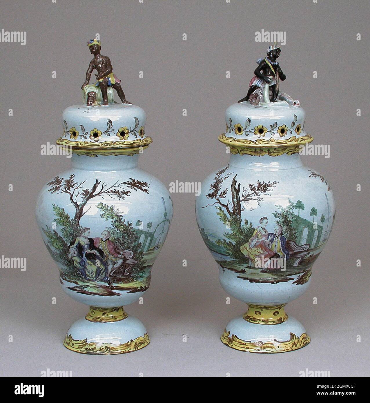 Pair of potpourri vases with covers. Artist Abraham Leihamer (1745